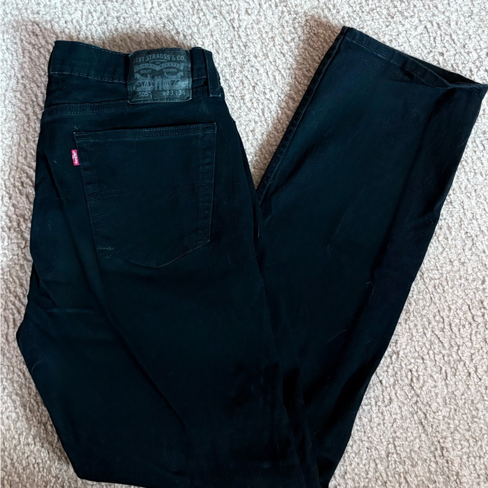 Levi's 505 Black Regular Fit Jeans W33 L34